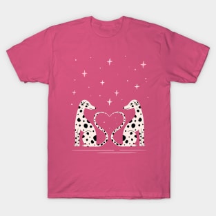 Pink Dalmatian illustration. Dogs Lovers art for valentine day gift T-Shirt